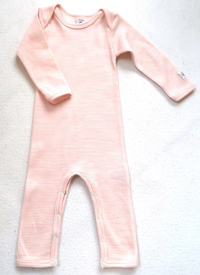 PETIT BATEAU Body/Schlafi Wolle/BW rosa/weiß Gr. 60 oder Gr.74 NEU!