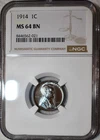 NGC MS-64 BN 1914-P Lincoln Cent, Beautifully Toned, Radiant specimen!