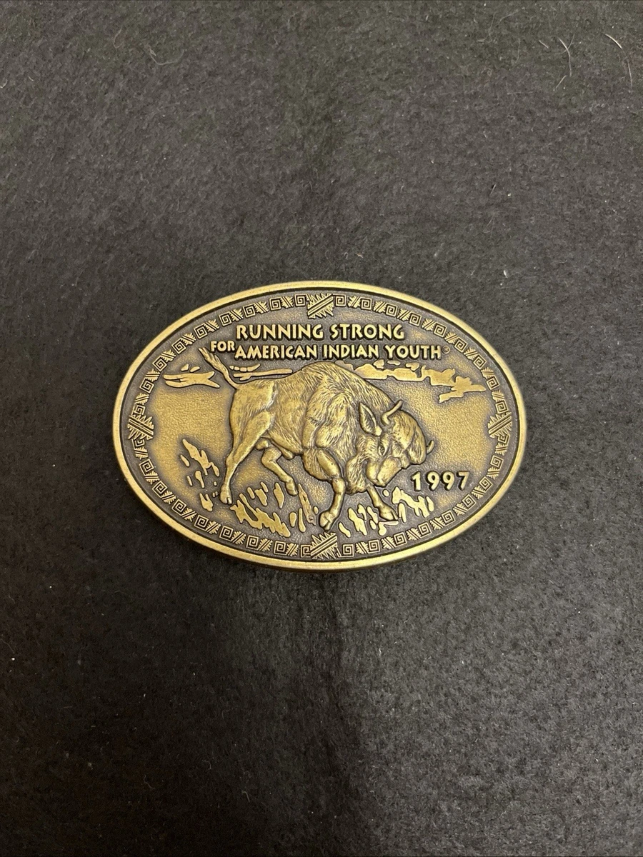 American Indian BISON Buffalo Belt Buckle New Vintage 1997 oval Gold Black Gift American Indian BISON Buffalo Belt Buckle New Vintage 1997  main image 3