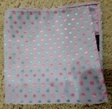 Vintage Handmade 100 Silk Gray Pink Polka Dot 10" Pocket Square/Handkerchief