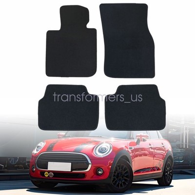 For 14-24 Mini Cooper F55 F56 F57 Front & Rear Floor Mats Carpet Black Velour