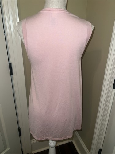 Women’s Athletic Tank Top High Neck Side Slits Light Pink Size Small 4/6 - Picture 4 of 8