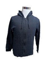 Vince Birdseye Hoodie Sweatshirt Blue Full Zip Men's M
