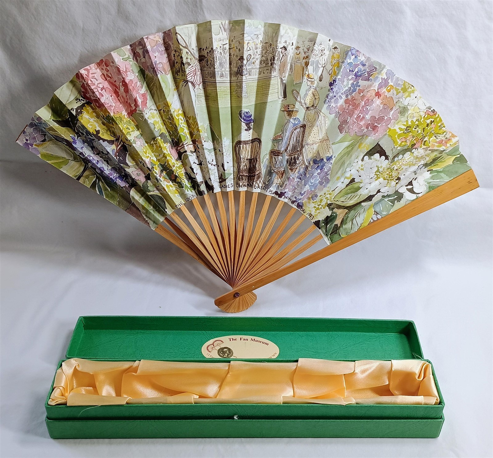 1993 Vintage Folding Hand Fan Wimbledon Lawn Tennis Museum Limited Edition