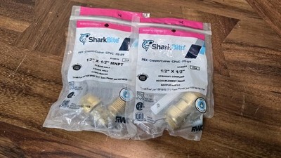 Shark Bite Plumbing 1/2'' x 1/2'' Straight Coupling And Male Elbow Push To Connect