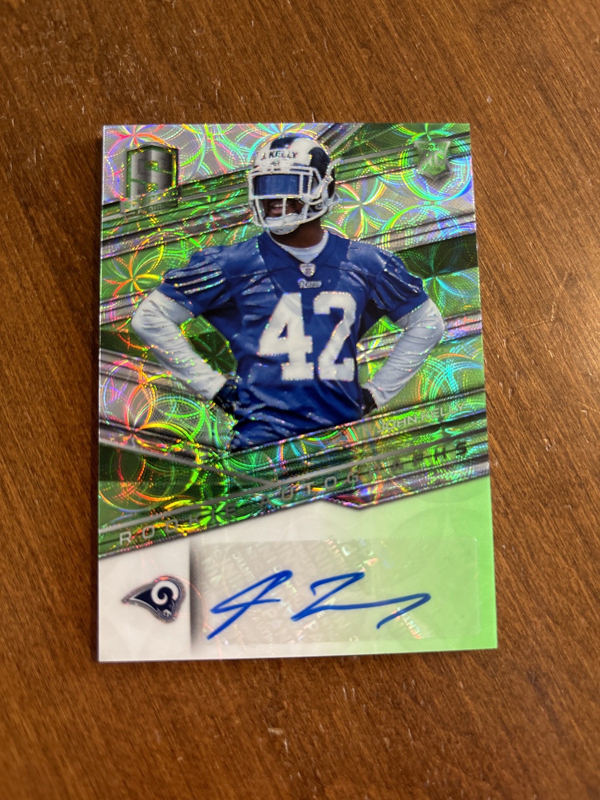 John Kelly 2018 Spectra Neon Green Prizm Rookie Auto #198 Rams Tennessee /99 RC