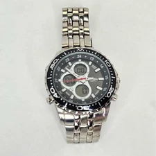 ELGIN MZB Chronograph Diver Watch Silver Tone Analog and Digital New Battery