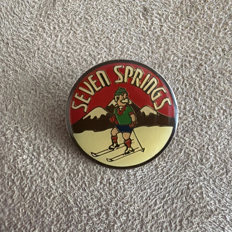 Vintage 80's Seven Springs Ski Resort Lapel Pin PA Skiing Rare