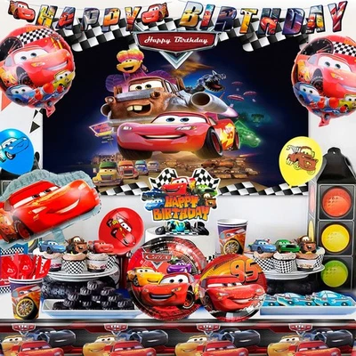 LUMCRAJEMS Disney Cars Party Decoration lightning mcqueen Birthday Balloon Tableware Plates