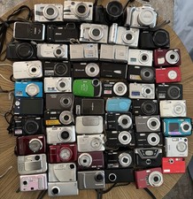 Lot of 58 Mixed Brand Mixed Model Digital Cameras For Parts Or Not Working