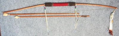 Vintage Handmade Native American Bow & Arrows w/Feathers Beads Wall Hanging
