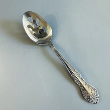 Vtg Adcraft Stainless Flatware Pierced Serving Spoon Slotted