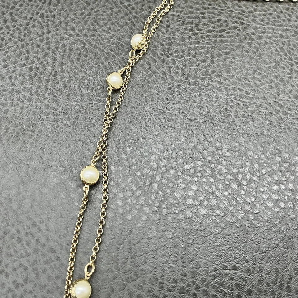Collar Banana Republic Mujer Tono Dorado Imitación Perla Estación Cadena En Capas Largo Foto 3 de 4