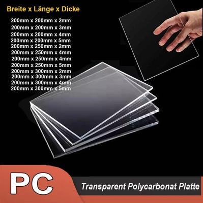 Polycarbonat Platte Zuschnitt bruchfest klar transparent 2mm/3mm/4mm/5mm Dicke - Bild 1 von 4