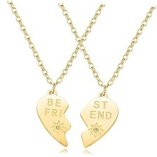 Best Friends Heart Necklace Set Stainless Steel Friendship Necklaces Birthday
