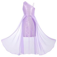 Girls Sequin Formal Dress Sequin Pageant Wedding Guest 7-8 Years Purple