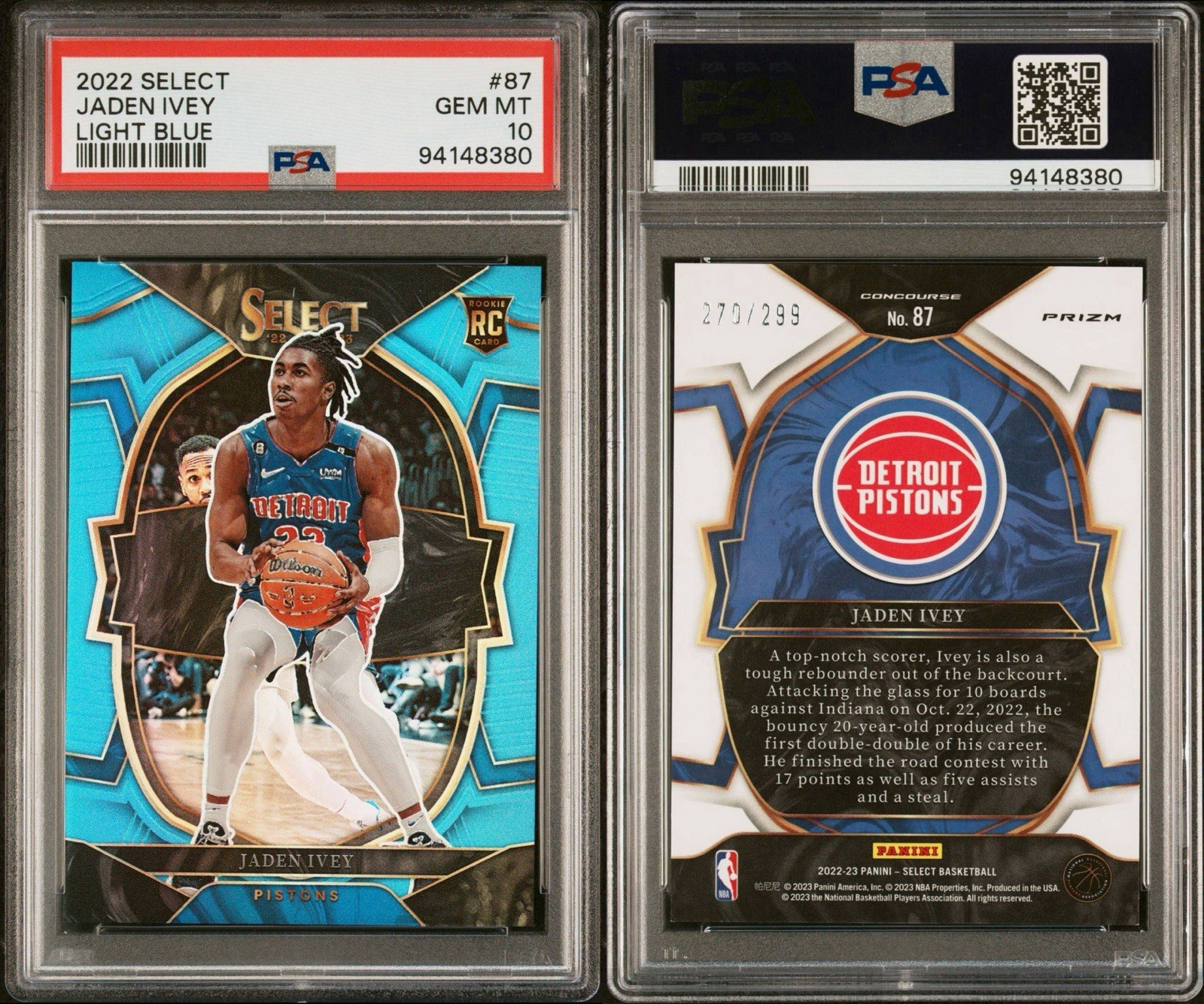 2022-23 Panini Select - Concourse Jaden Ivey #87 Light Blue Prizm /299 (RC)