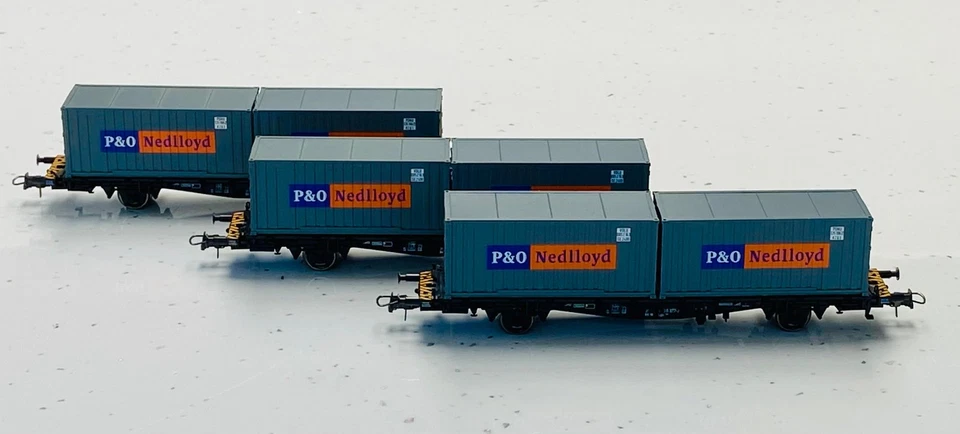 Roco 47595 4Rad 40' Containerwagen mit 2 X P&O Nedlloyd Containern X 3 - HO - Bild 4 von 4