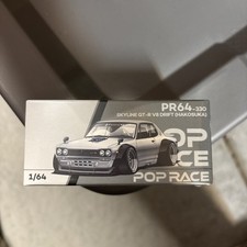 SKYLINE GT-R V8 DRIFT "HAKOSUKA" RHD SILVER CHROME 1/64 CAR BY POP RACE PR640330