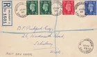 GB KGV1 registered envelope First Day Cover, pair ½d + 1d + 2½d Salisbury 1937