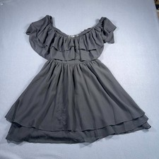 CBR Black Ruffle Chiffon Tiered Top Dress Sz Medium Boho Chic Cottagecore NWT