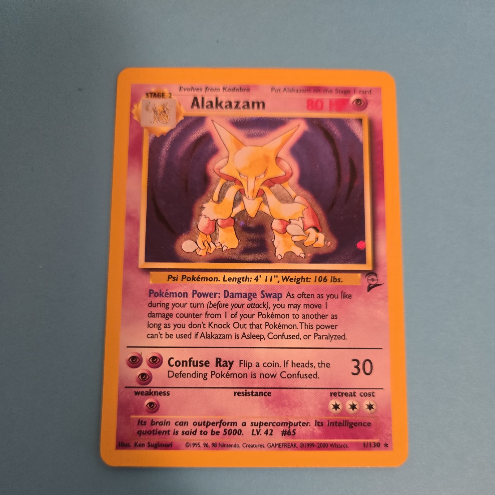 Pokémon TCG Alakazam Base Set 2 1/130 Holo Rare LP