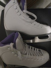 Youth Riedell White Purple Sparkle Ice Skates Size 5