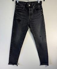 Moussy Vintage Jeans Skinny Velma MidRise Distressed Ankle Stretch Black size 25