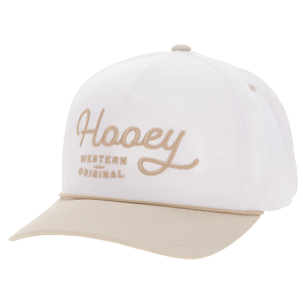 Hooey Men's "OG" 5-Panel White & Tan Snapback Cap 2560T-WHTN