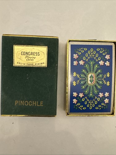 Vintage USPCC Deck Of Pinochle Playing Cards Congress 606 Gold Border Cel U Tone - Picture 4 of 5