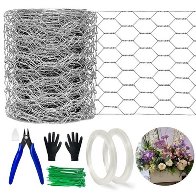 Floral Chicken Wire Roll, 4'' x 396'' Galvanized Netting for Arrangements