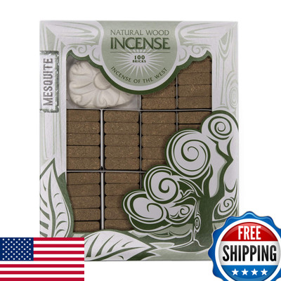 Incienso De Santa Fe - Mesquite Natural Wood Incense Bricks Holder 100 Count -
