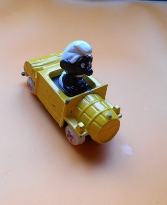 Yellow Car Angry Serie Schlümpfe Smurf Metal Puffi 1983 ESCI 02 selten