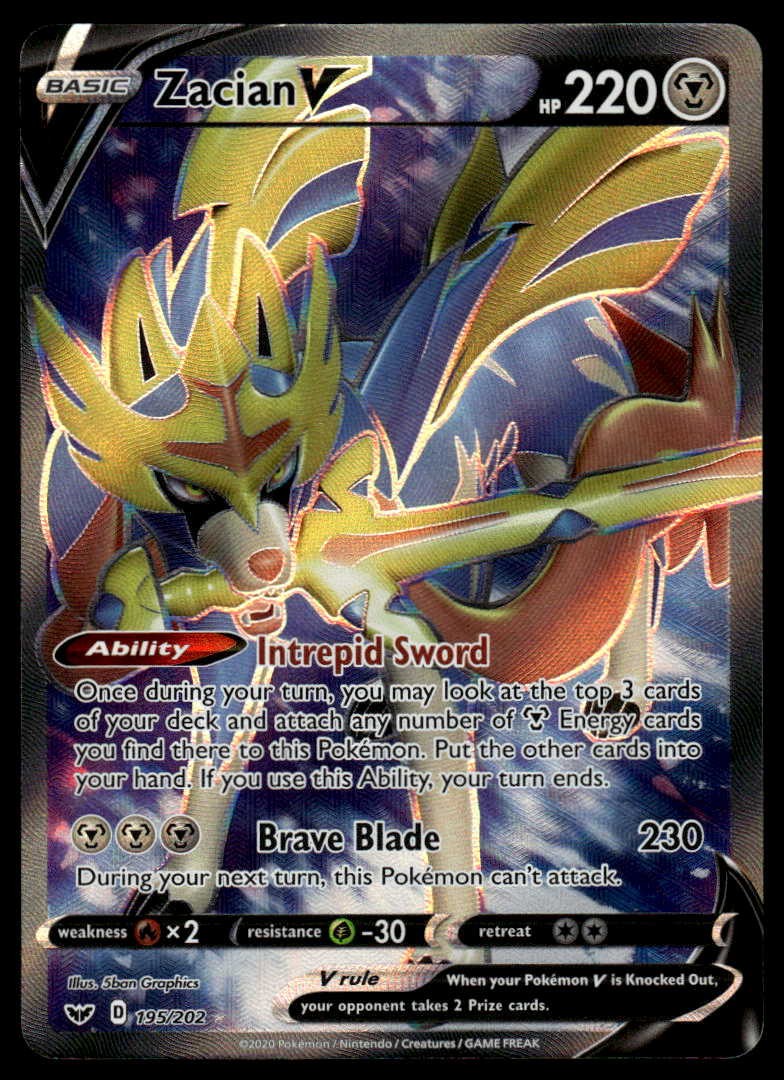 POKEMON ZACIAN V SWORD & SHIELD 195/202 ULTRA RARE NM/M