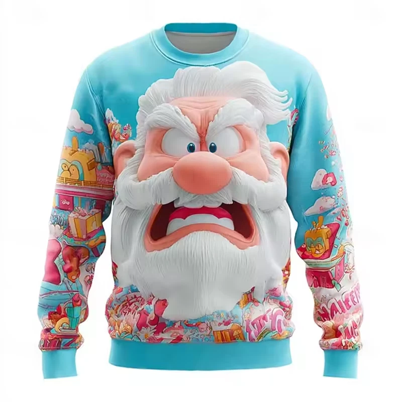 Angry Old Ugly Christmas Sweatshirt Cartoon Fantasy Graphic Pullover Holiday