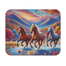 Vibrant Horse Scene Mouse Pad, Nature Lover Gift, Horse Decor, Autumn Gaming Pad