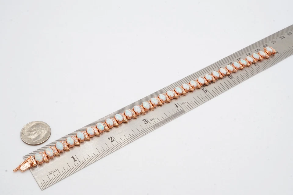 Pulsera Tenis Tono Oro Rosa Ópalo Simulado Circonita cúbica 7.75" Foto 4 de 4