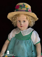 Lenci 70 13” italiano vintage (?) Bambola bambina personaggio in tessuto feltro