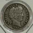 1907 Barber Dime, 90% Silver, F/VF, Very Nice Condition! 🔥