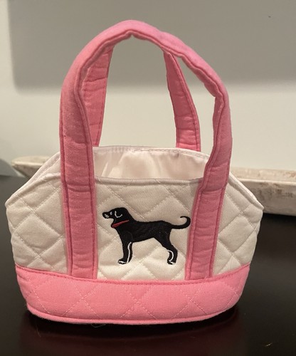 Martha’s Vineyard Black Dog -White & Pink Child’s Quilted Double Handle Tote/Bag
