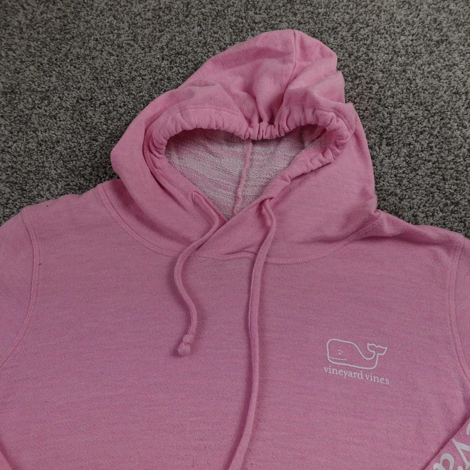 Vineyard Vines 连帽衫女式 XL 粉色鲸鱼标志套衫束腰运动衫学院风 — 第 3/4 张图片
