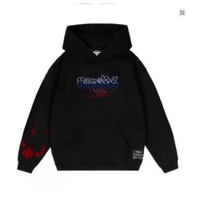 Y2K Kussia88 Gradient Embroidery Hoodie Splash-Ink Gothic Unisex Oversized Pullo