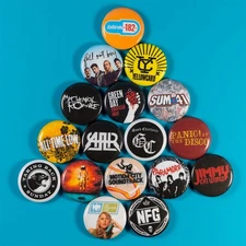 Pop Punk & Emo 1" Button Pin Set (17 Pins) Blink 182, Green Day, MCR, Sum 41