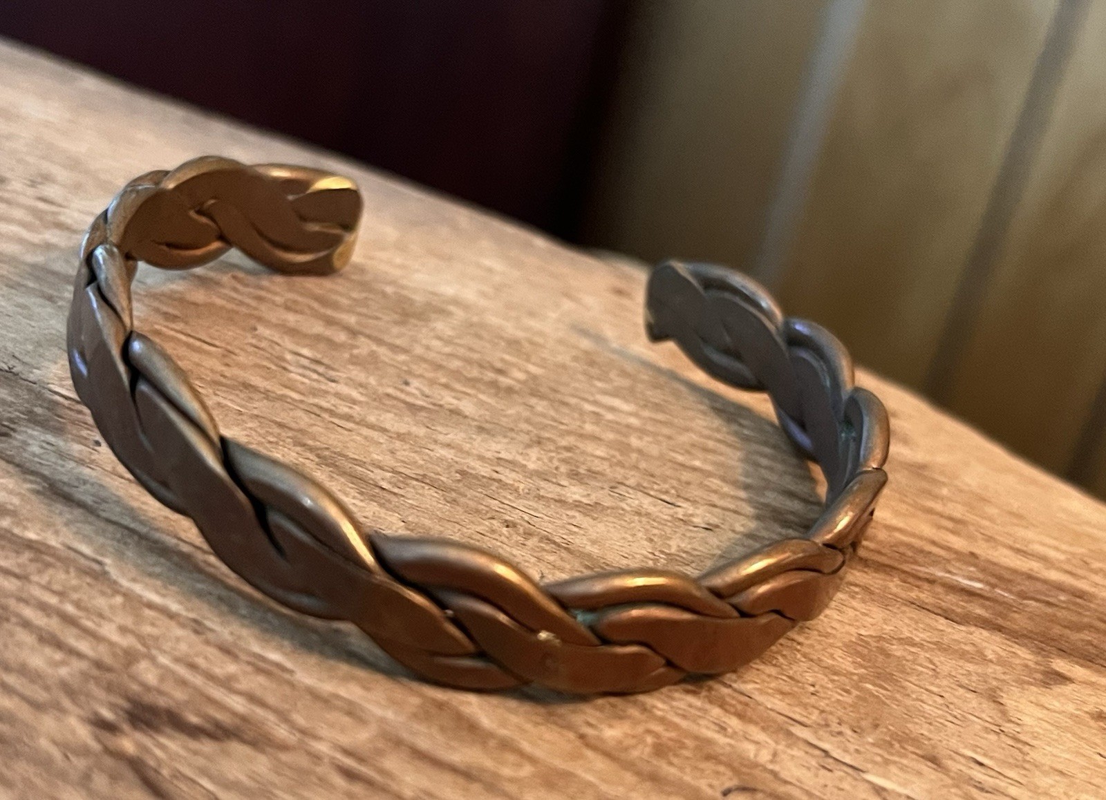 Handmade Solid Copper Braided Cuff Bracelet Artis… - image 1