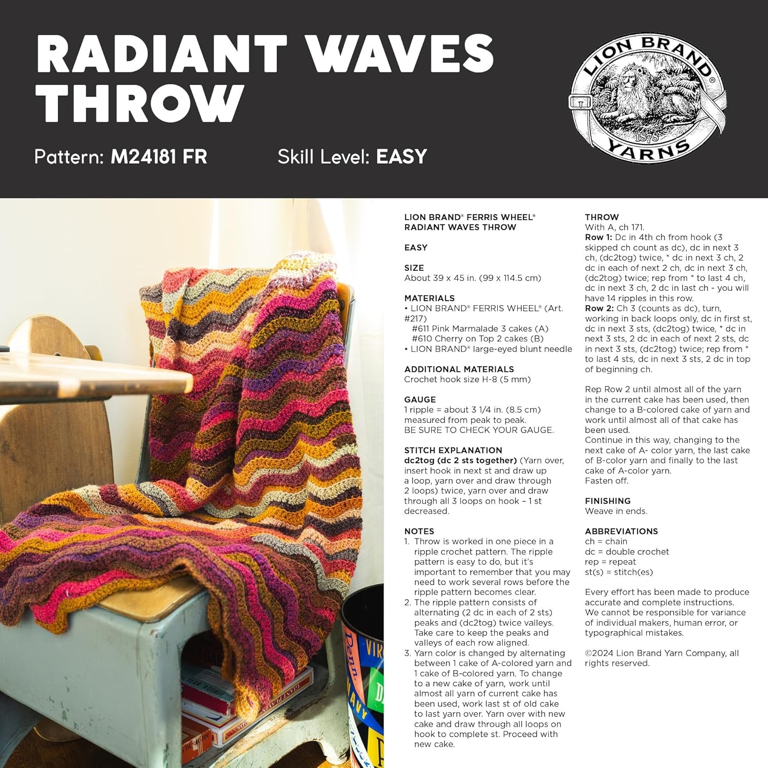 Ferris Wheel Yarn Multicolor Full Moon 1 Pack Self-Striping Ombre Crafts