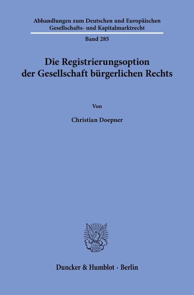 Die Registrierungsoption Der Gesellschaft BüRgerlichen Rechts, Christian Do ...-image