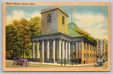 Vintage Linen Postcard King's Chapel Boston Massachusetts Historic Site