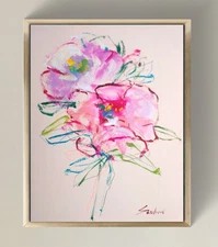 Expressive Floral Acrylic Painting on Canvas – Original Signed Art