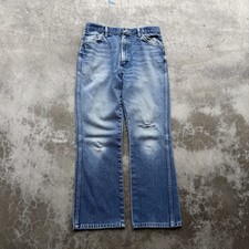 VTG 70  s Wrangler Rustler Faded Boot Cut Flare Cowboy Western Denim Jeans 30x28