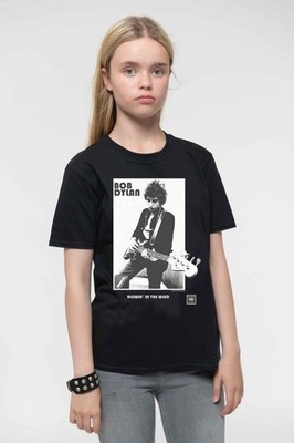 Bob Dylan Kids T Shirt Blowing in the Wind Logo Nue offiziell Schwarz Ages Size